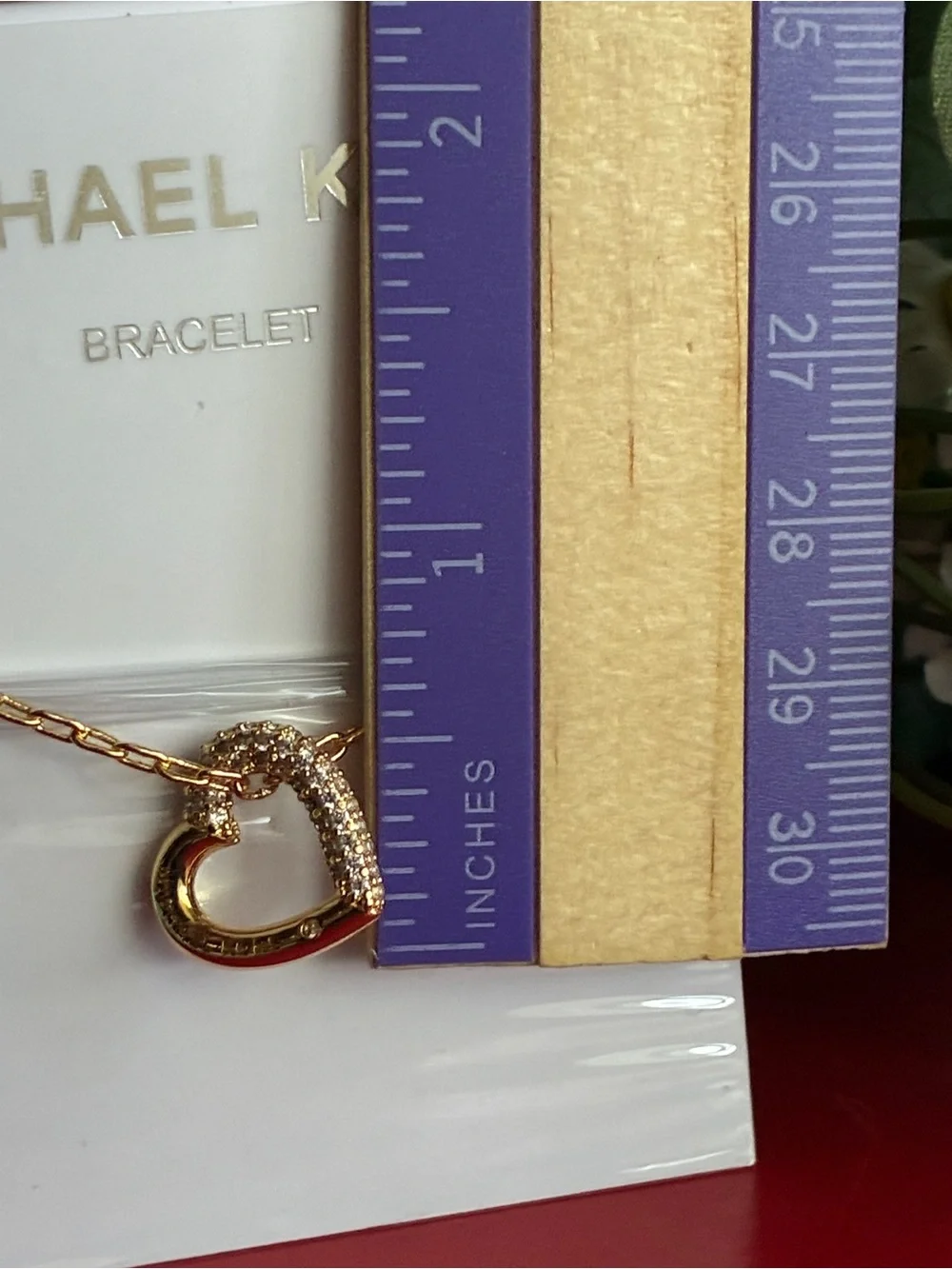 Michael Kors Gold Heart Pavé Pendant Bracelet 6” adjustable